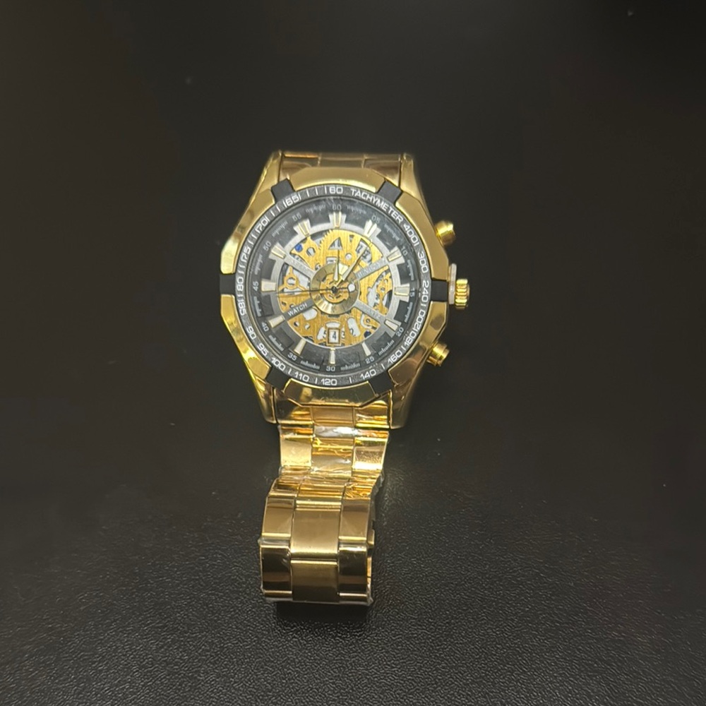 Gold-Colored Skeleton Dial Watch- *NEVER WORN*